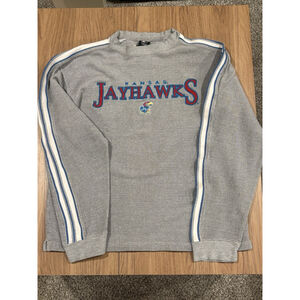 Vintage Starter Kansas Jayhawks Sweatshirt KU NCAA Crewneck Waffle Knit Medium E